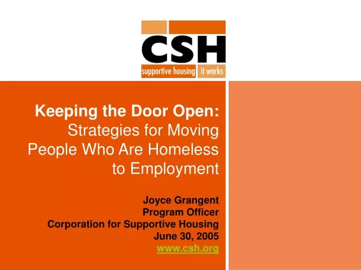 keeping the door open strategies for moving people who are homeless to employment