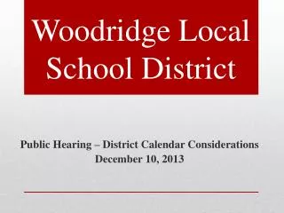 Woodridge Local School District