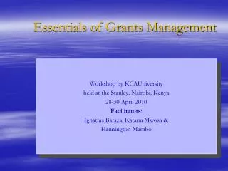 Essentials of Grants Management