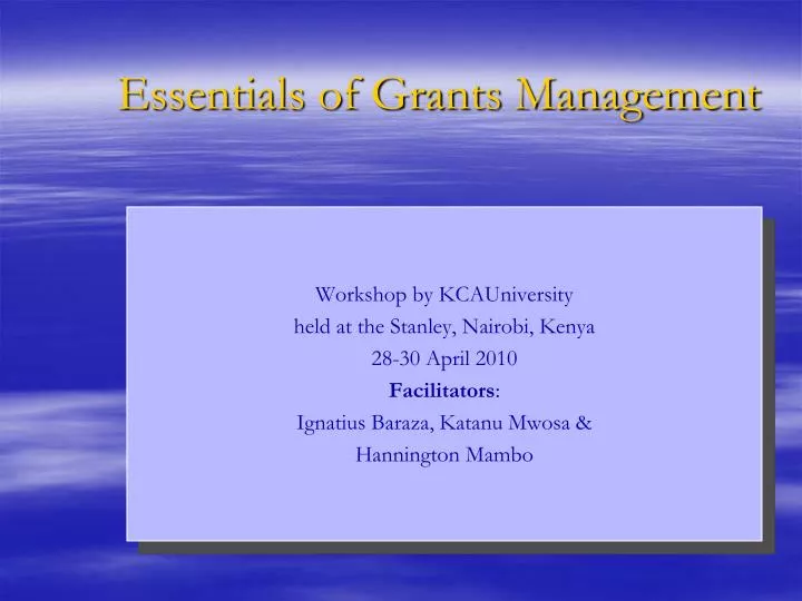 essentials of grants management
