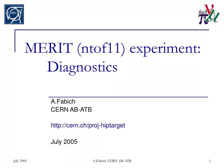 merit ntof11 experiment diagnostics