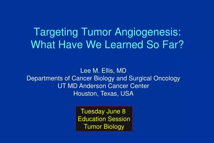 targeting tumor angiogenesis what have we learned so far