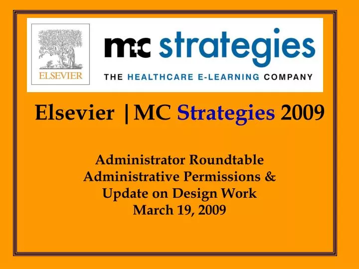 elsevier mc strategies 2009