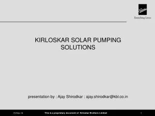 KIRLOSKAR SOLAR PUMPING SOLUTIONS