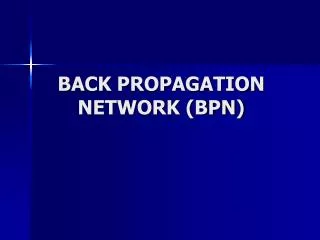 back propagation network bpn