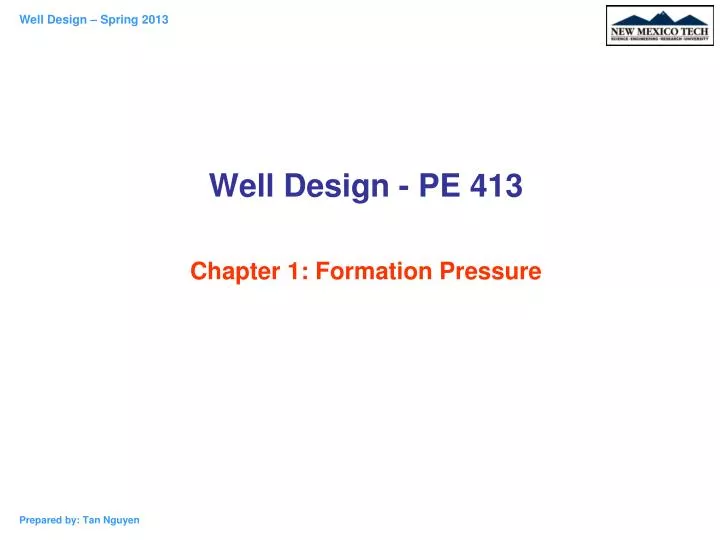 well design pe 413 chapter 1 formation pressure