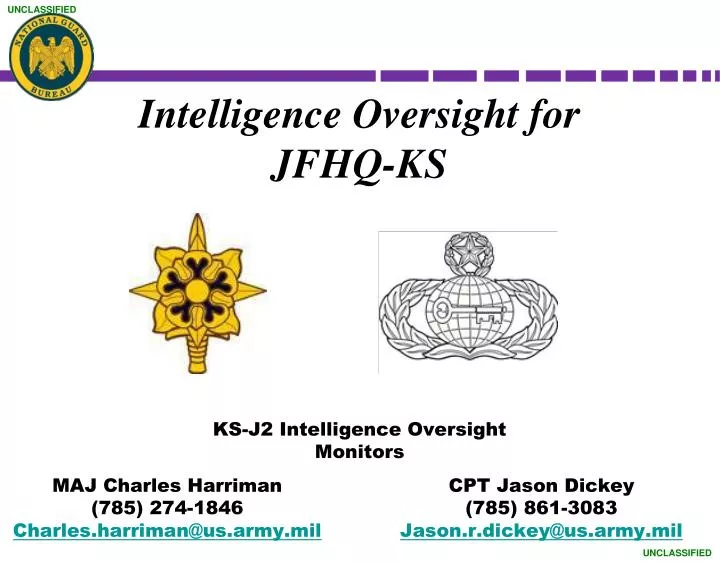 intelligence oversight for jfhq ks
