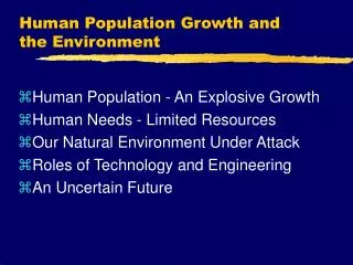 Human Population Growth and the Environment