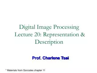 Digital Image Processing Lecture 20: Representation &amp; Description