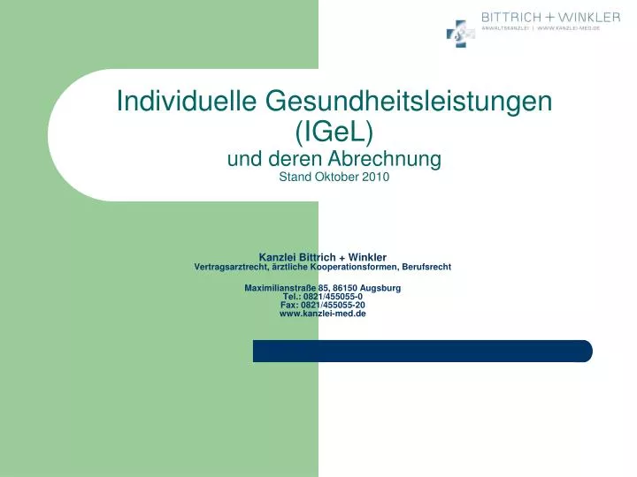 individuelle gesundheitsleistungen igel und deren abrechnung stand oktober 2010