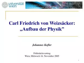 carl friedrich von weizs cker aufbau der physik