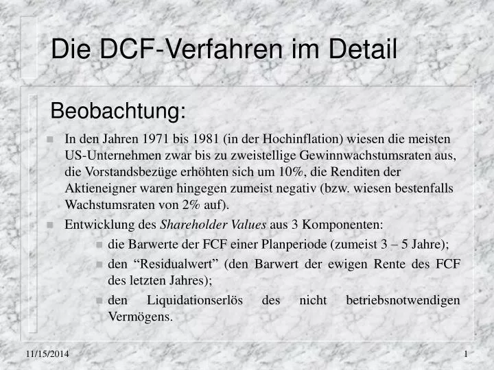 die dcf verfahren im detail