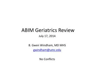 ABIM Geriatrics Review