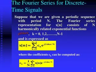 The Fourier Series for Discrete-Time Signals