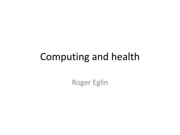 computing and health