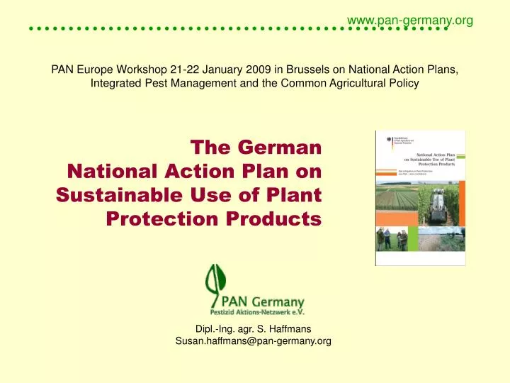 the german national action plan on sustainable use of plant protection products