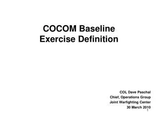 COCOM Baseline Exercise Definition