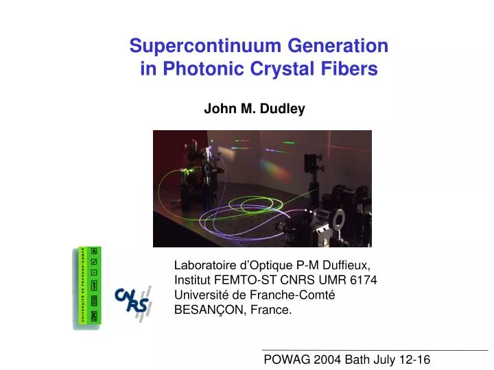 supercontinuum generation in photonic crystal f ibers