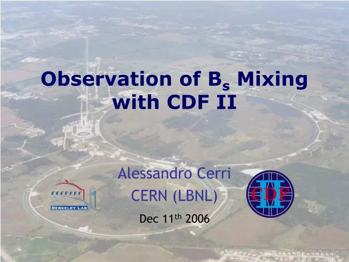 observation of b s mixing with cdf ii