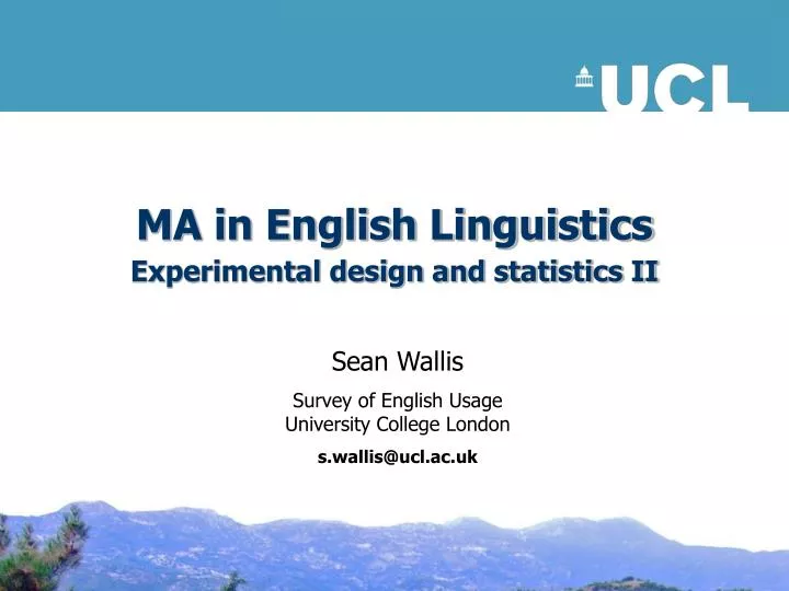 ma in english linguistics experimental design and statistics ii