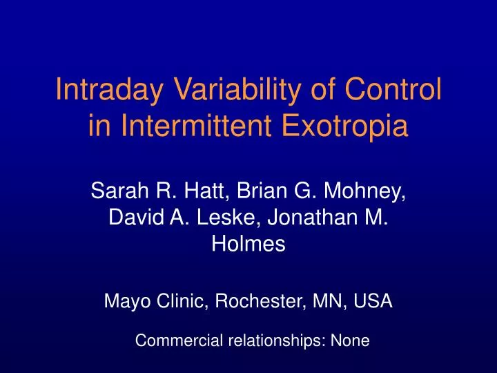 intraday variability of control in intermittent exotropia