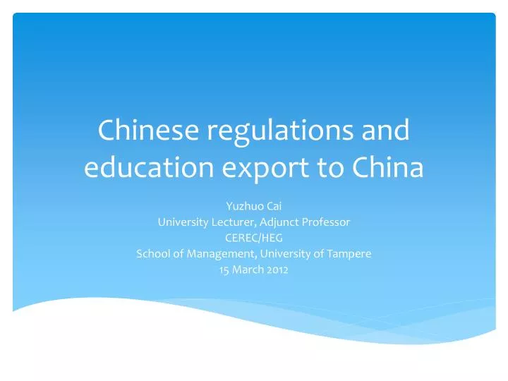 chinese regulations and education export to china