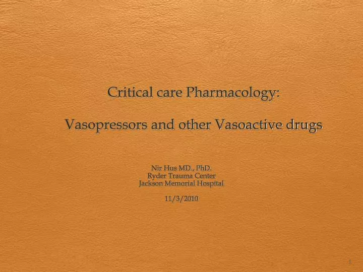 critical care pharmacology vasopressors and other vasoactive drugs