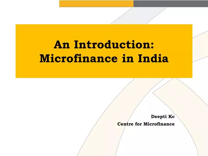 an introduction microfinance in india
