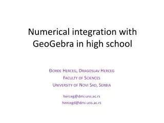 Numerical integration with GeoGebra in high school