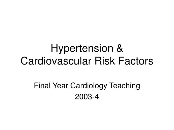 hypertension cardiovascular risk factors