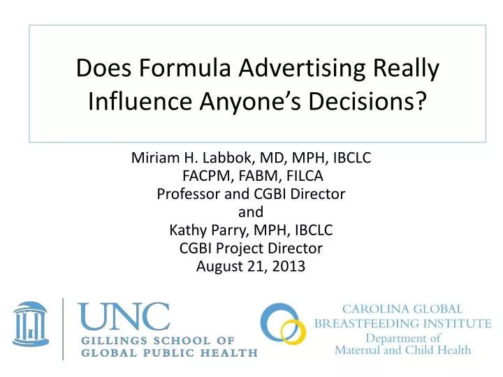 does formula advertising really influence anyone s decisions