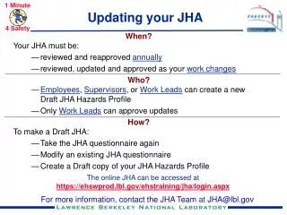 Updating your JHA