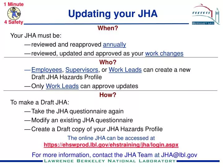 updating your jha