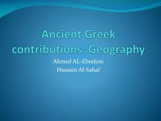 Ancient Greek contributions: Geography