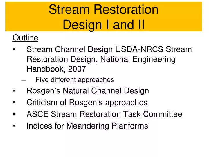 stream restoration design i and ii