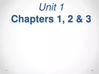 Unit 1 Chapters 1, 2 &amp; 3