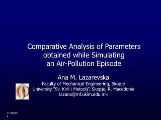 Comparative Analysis of Parameters obtained while Simulating an Air-Pollution Episode