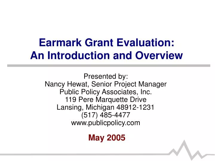earmark grant evaluation an introduction and overview