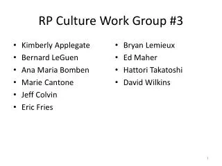 RP Culture Work Group #3