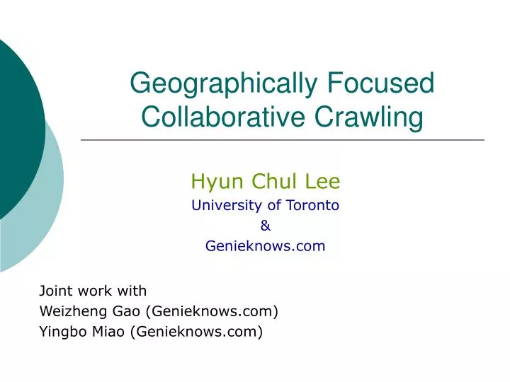 geographically focused collaborative crawling