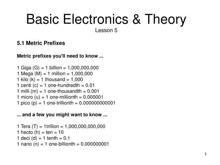 basic electronics theory lesson 5