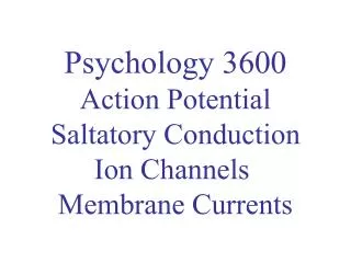 Psychology 3600 Action Potential Saltatory Conduction Ion Channels Membrane Currents