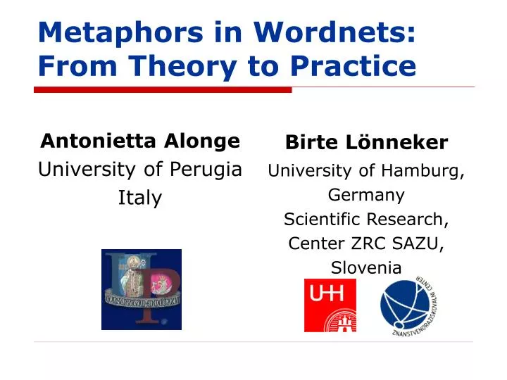 metaphors in wordnets from theory to practice