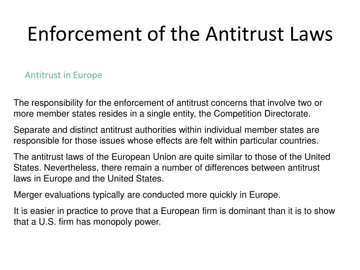 enforcement of the antitrust laws