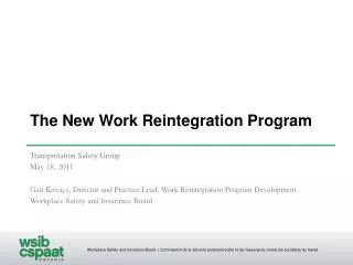 The New Work Reintegration Program