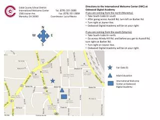 Directions to the International Welcome Center (IWC) at Oakwood Digital Academy