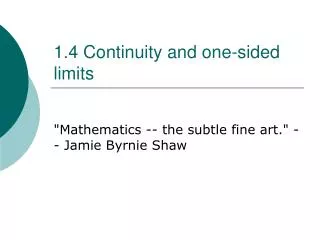 1.4 Continuity and one-sided limits