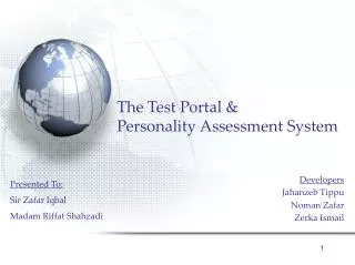 The Test Portal &amp; Personality Assessment System