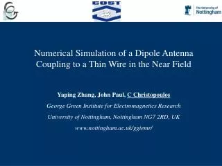 Numerical Simulation of a Dipole Antenna Coupling to a Thin Wire in the Near Field