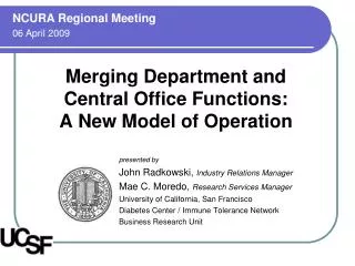 Merging Department and Central Office Functions: A New Model of Operation